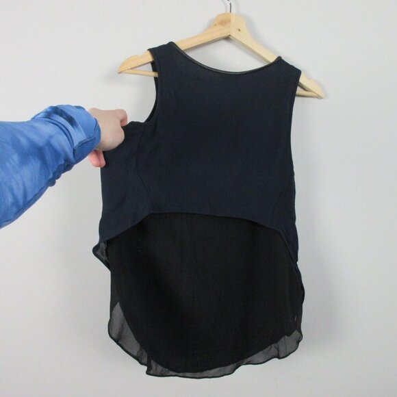 Club Monaco Women's Tank Top Blouse Round Neck Casual Pullover Black Small 106 - Picture 2 of 9